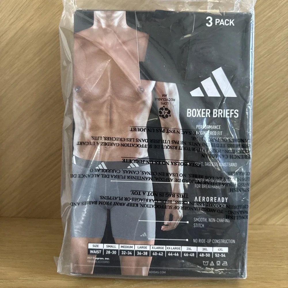 Size XL - Men Adidas Breathable Mesh Boxer Brief 3 Pack New‎ Performance Tagless